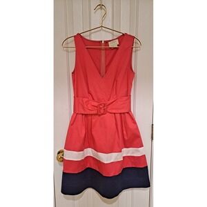 Kate Spade New York Womens Sawyer Dress Pink Blue Color Block Sleeveless 4 READ